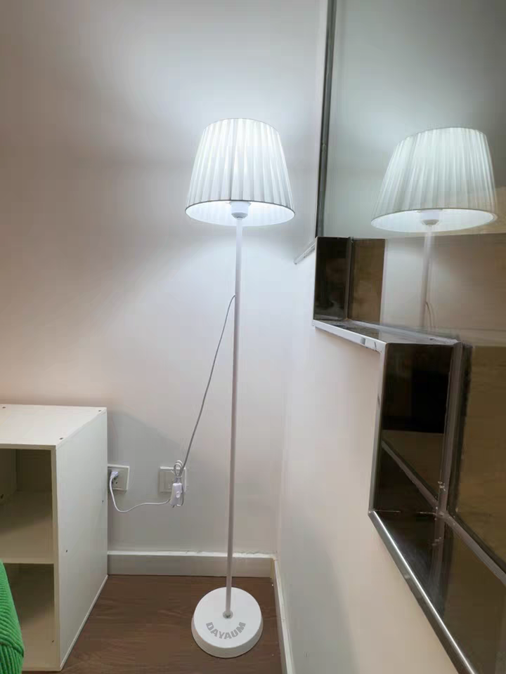 DAYAUM Floor Lamp for Living Room, Adjustable Height Standing Lamp with Marble Base, 3-Way Dimmable Gold Brass Tall Pole Light with White Linen Shade for Reading, Bedroom