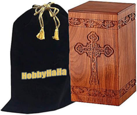 HobbyHaHa Cremation Urn with Hand-Carved Cross Design for Human Ashes