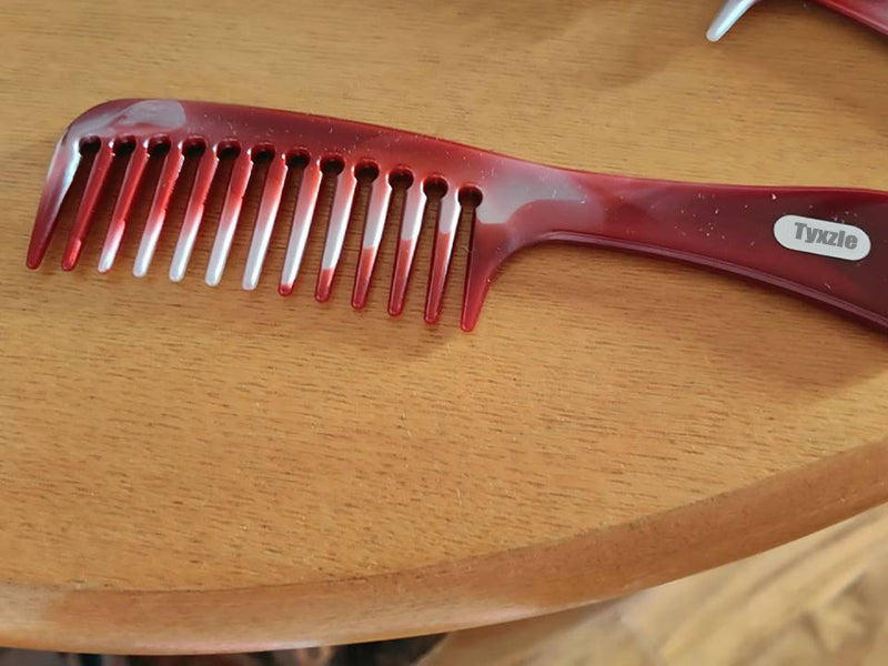 Tyxzle Wide Tooth Comb for Wet Hair Detangling, Handmade Rake Comb for Thin to Medium Hair, Saw-Cut and Polished Styling Tool for Women