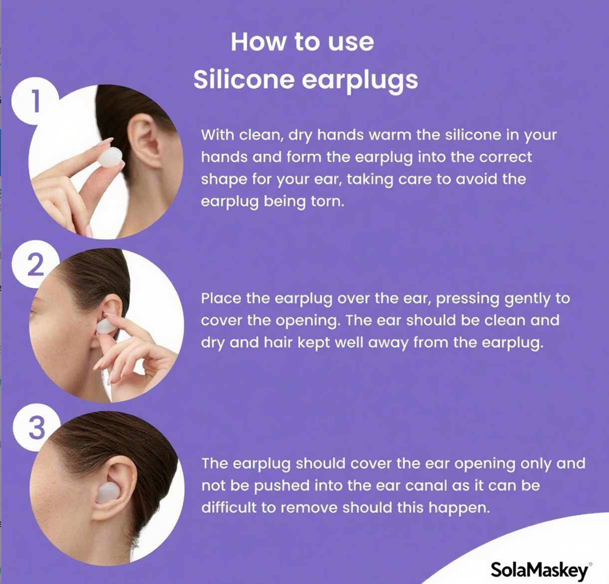 SolaMaskey Ear Plugs for Sleeping, Swimming Noise Cancelling Silicone Earplugs, Ear Protection for Sleep and Swim