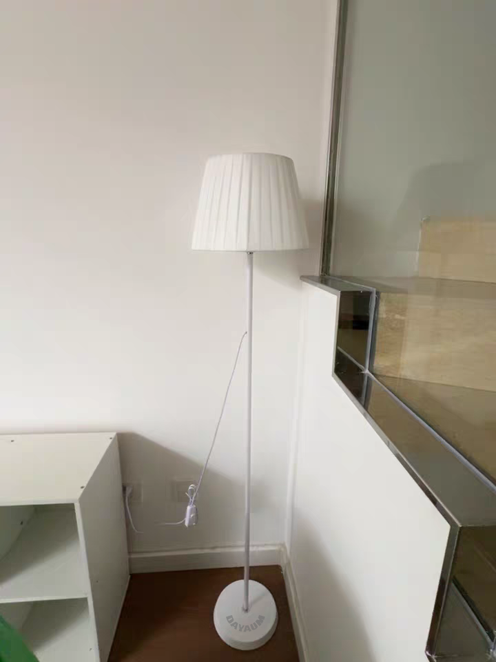 DAYAUM Floor Lamp for Living Room, Adjustable Height Standing Lamp with Marble Base, 3-Way Dimmable Gold Brass Tall Pole Light with White Linen Shade for Reading, Bedroom