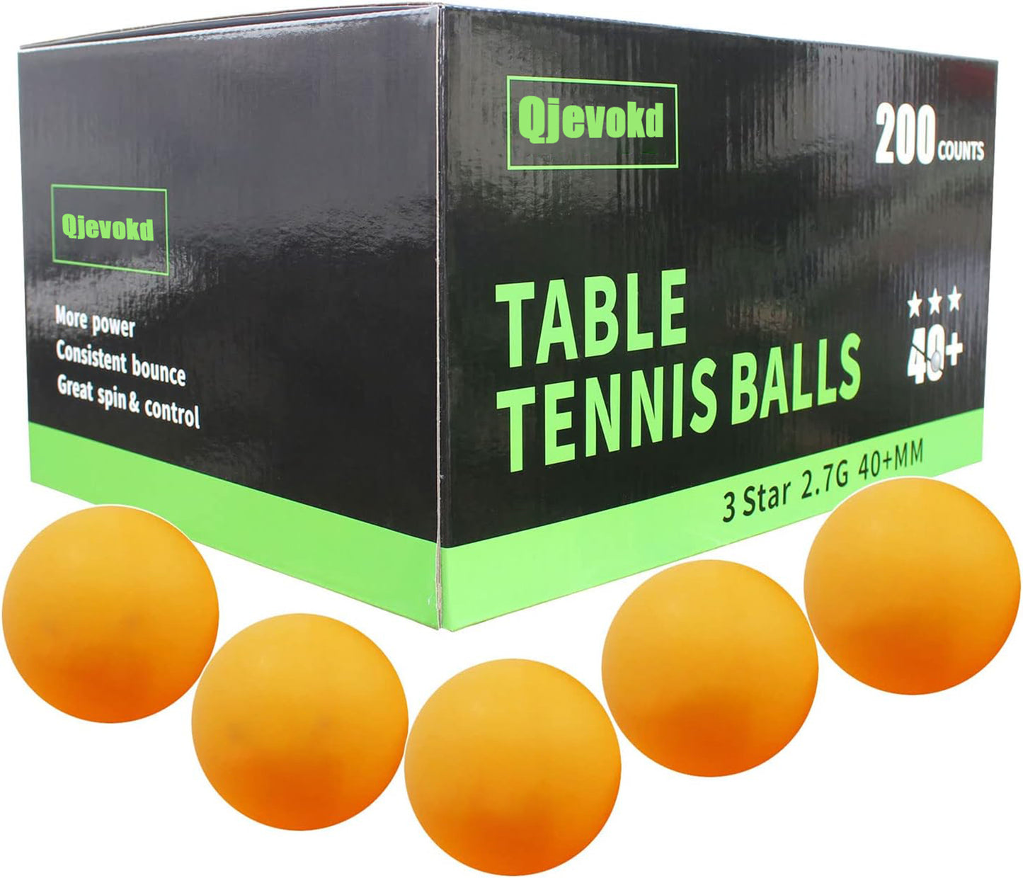 Qjevokd Table Tennis Balls, 3 Star Advanced Training Ball, Bulk Ping Pong Balls for Indoor