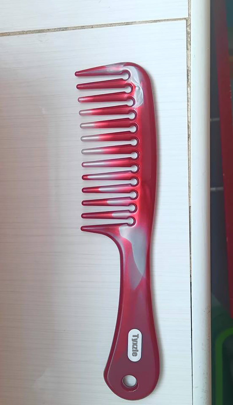 Tyxzle Wide Tooth Comb for Wet Hair Detangling, Handmade Rake Comb for Thin to Medium Hair, Saw-Cut and Polished Styling Tool for Women