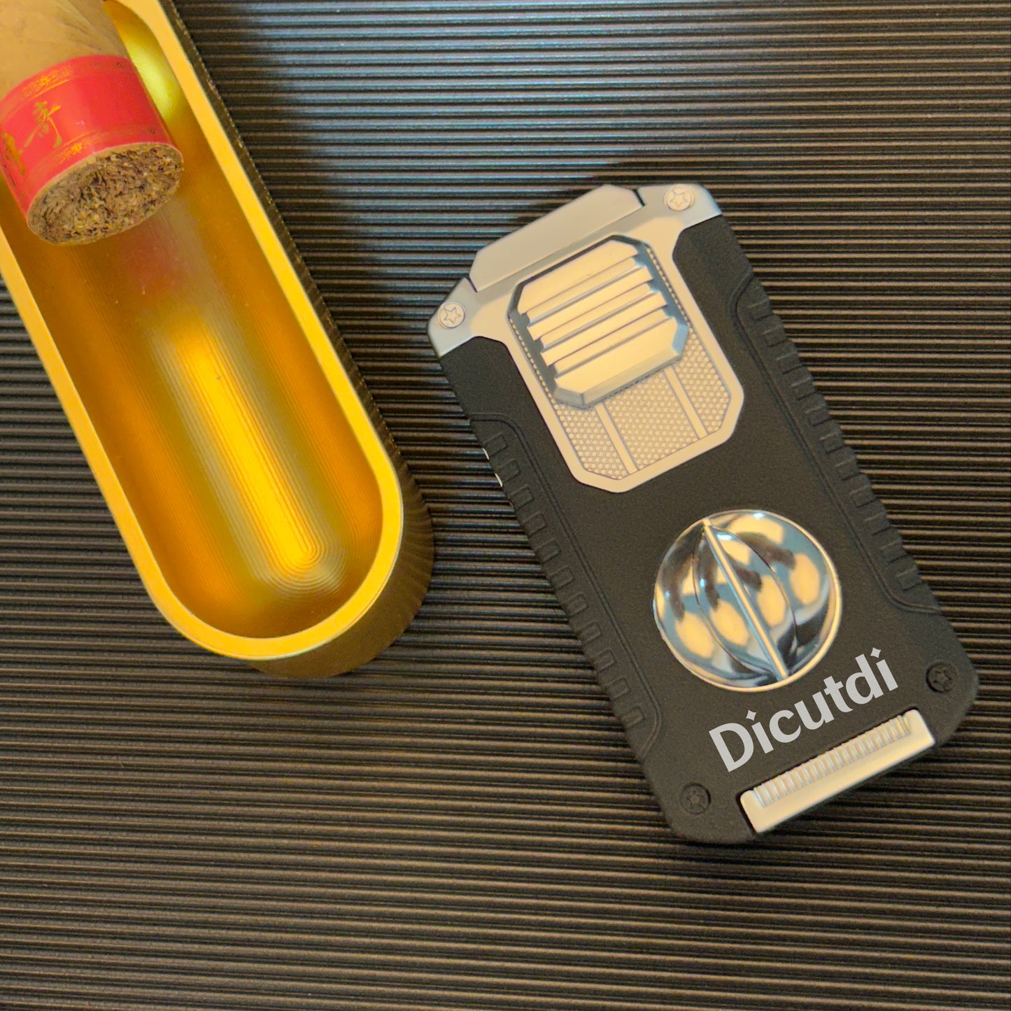 Dicutdi Torch Lighter Triple Jet Flame Refillable Butane Cigar Lighter Windproof Lighter with Cigar Punch Rest Holder - Butane Not Included