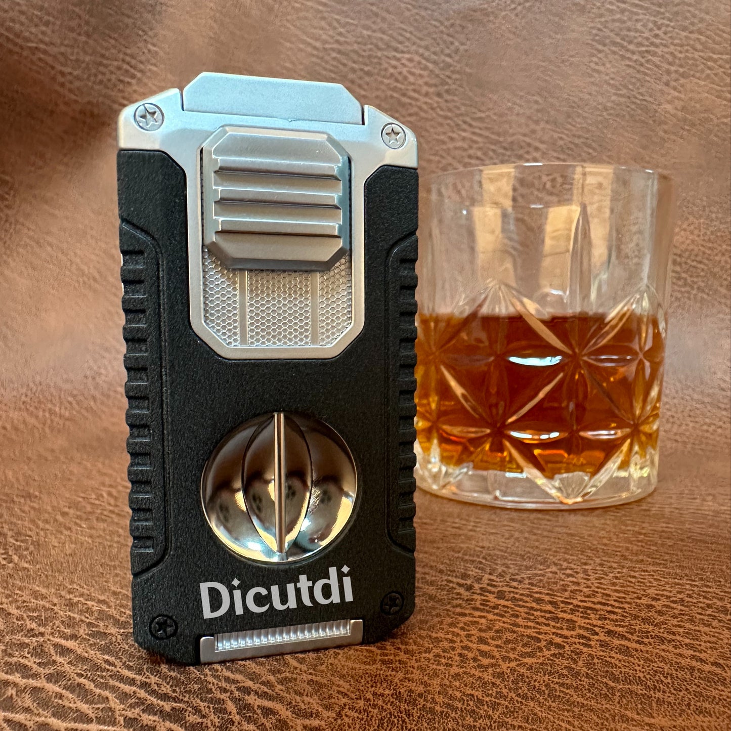 Dicutdi Torch Lighter Triple Jet Flame Refillable Butane Cigar Lighter Windproof Lighter with Cigar Punch Rest Holder - Butane Not Included