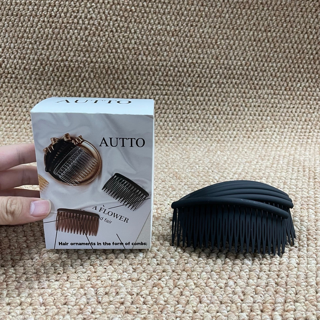 AUTTO 12 Pieces Small Hair Combs Side Combs Plastic French Teeth for Women accessories Bridal Wedding Veil Comb for fine hair, Black