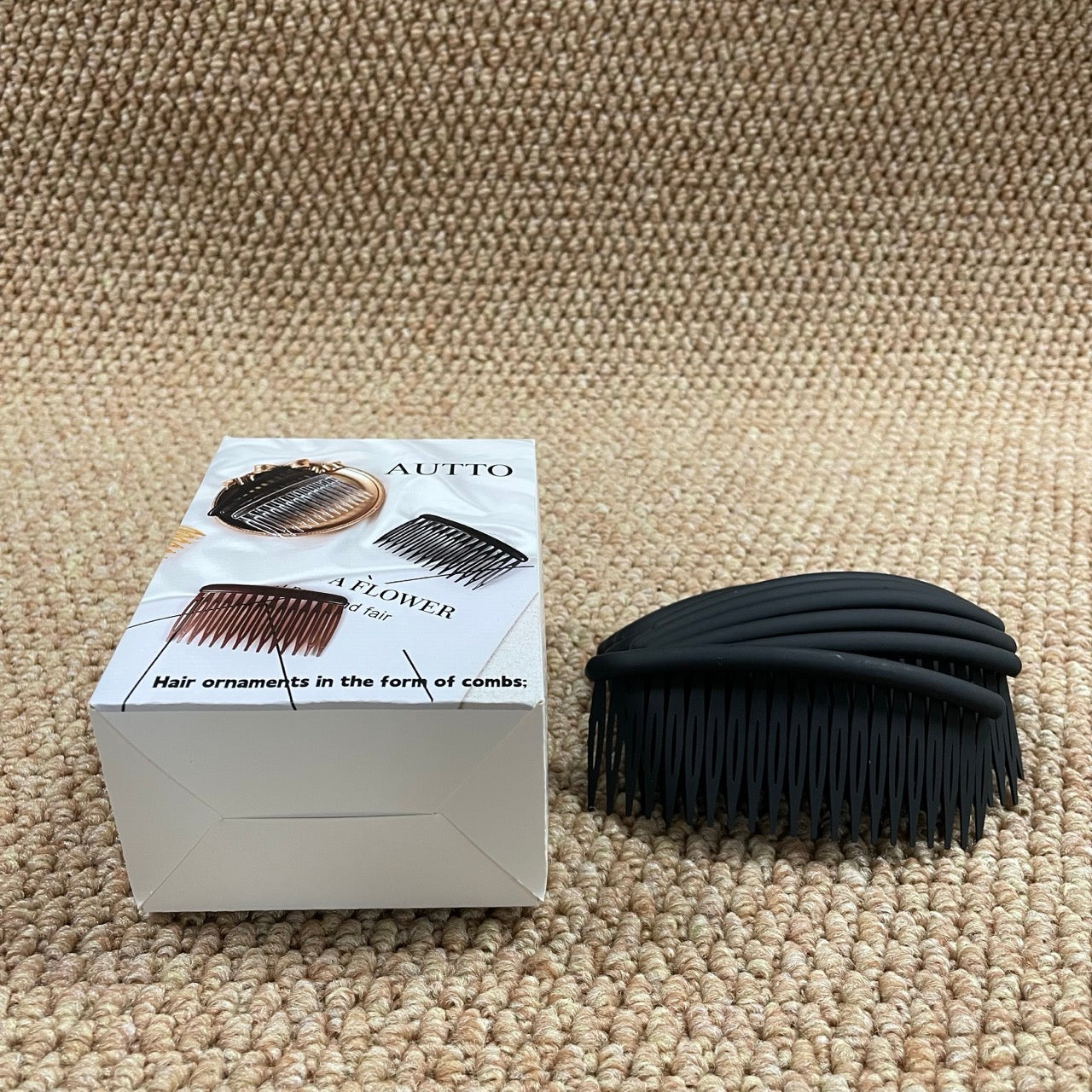 AUTTO 12 Pieces Small Hair Combs Side Combs Plastic French Teeth for Women accessories Bridal Wedding Veil Comb for fine hair, Black