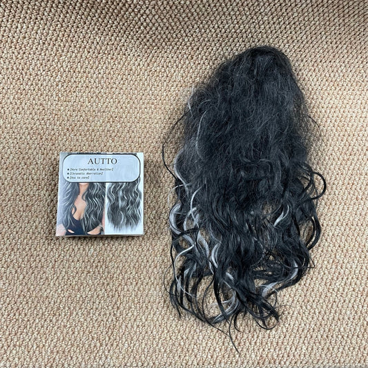 AUTTO Hair Extensions Tape in Extensions Black to Light Silver Grey Silky Straight Double Sided Seamless Skin Weft Hair Extensions 14inch Best Black Tape in Hair Extensions Human Hair