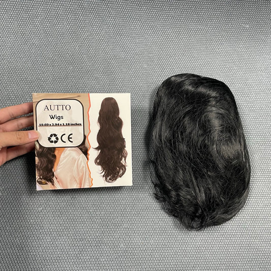 AUTTO Black Wear and Go Glueless Wigs Straight Lace Front Wig Pre Cut Glueless Synthetic Layered Wig 24 Inch Middle Part Closure Wig For Women