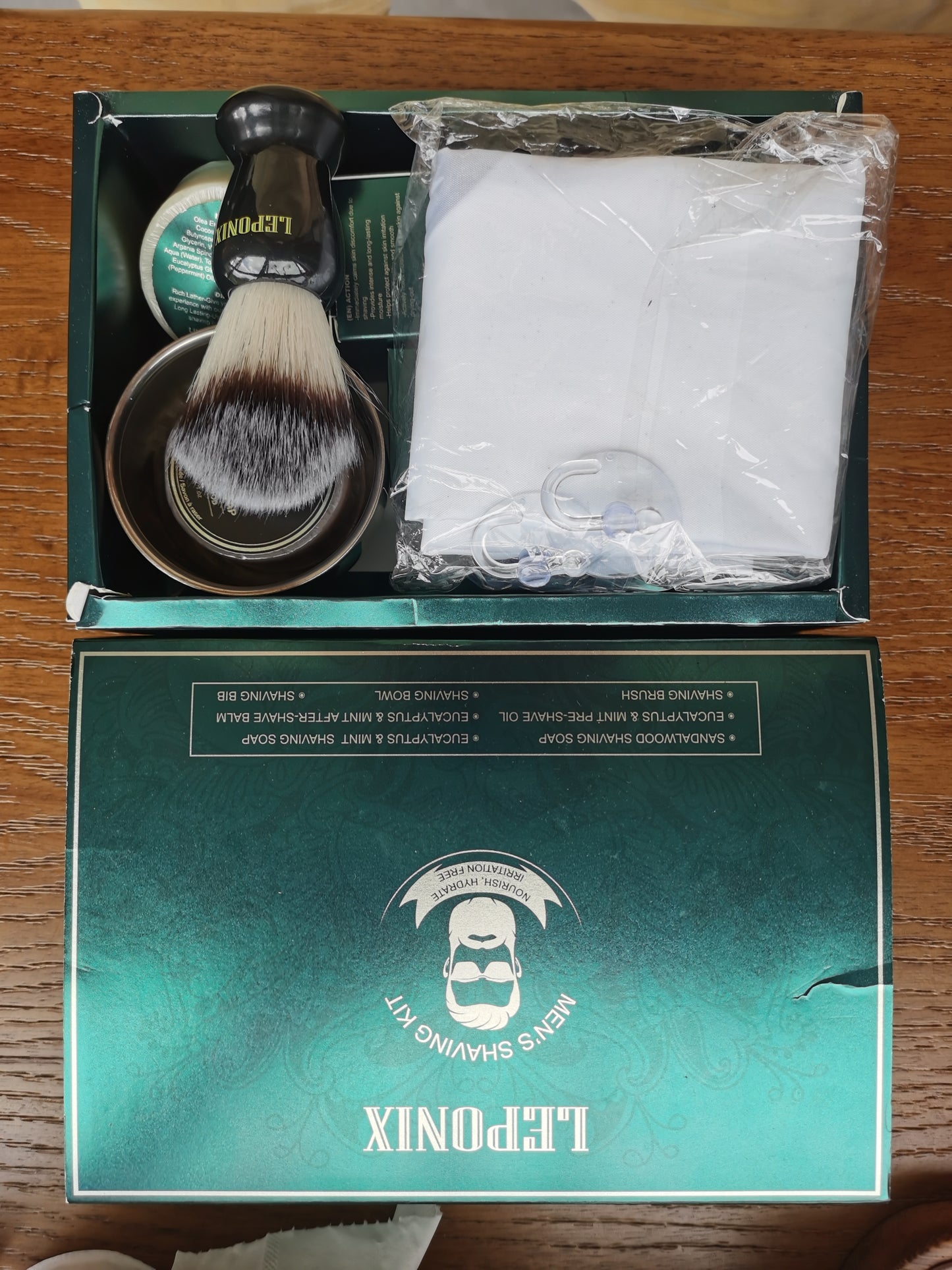 LEPONIX Classic Black Large Silvertip Fiber Shaving Brush - Synthetic Luxury Shave Brush for Men