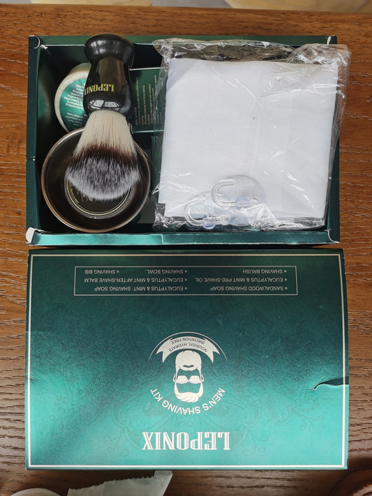 LEPONIX Classic Black Large Silvertip Fiber Shaving Brush - Synthetic Luxury Shave Brush for Men