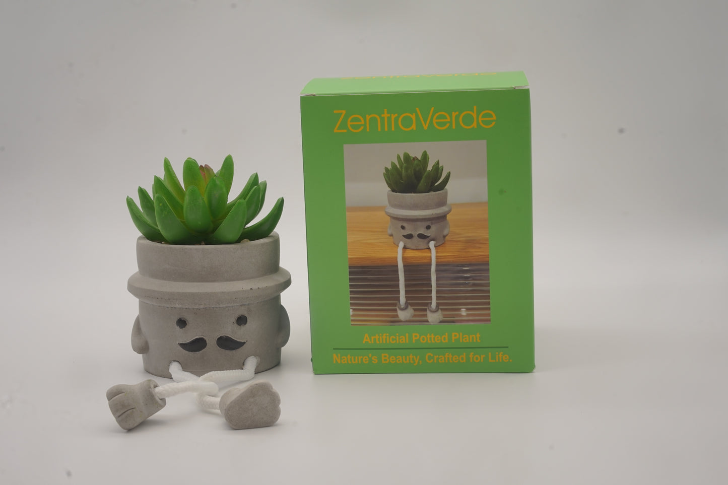 ZentraVerde Plants Artificial, Mini Fake Succulents in Resin Barrel Pot for Desk Livingroom Home Decoration Office Decor