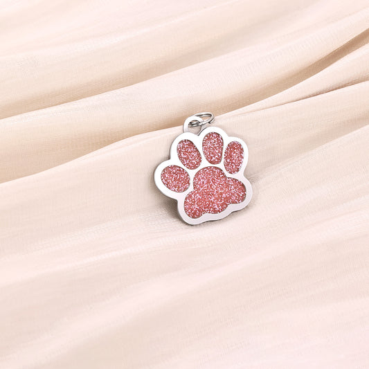Scshjfws Paw Print Necklace for Women Cute Dainty Animal Pendant Necklace Glitter Personalized Colorful Pet Memorial Necklace Dog or Cat Memorial jewellery findings