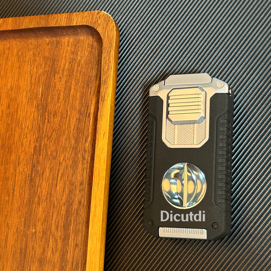 Dicutdi Torch Lighter Triple Jet Flame Refillable Butane Cigar Lighter Windproof Lighter with Cigar Punch Rest Holder - Butane Not Included