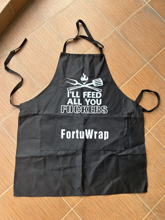 FortuWrap Apron, Unisex Aprons Adjustable Waterdrop Resistant with 2 Pockets Cooking Kitchen Apron for Chef, BBQ Drawing Apron Bulk, Black