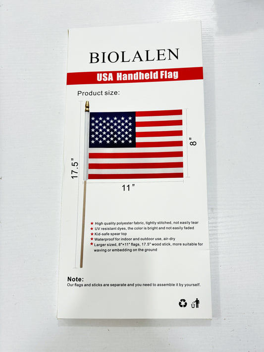 BIOLALEN Set of 12,  American Flags 8x11 Inch  American Stick Flag/American Hand Held Stick Flags Spear Top