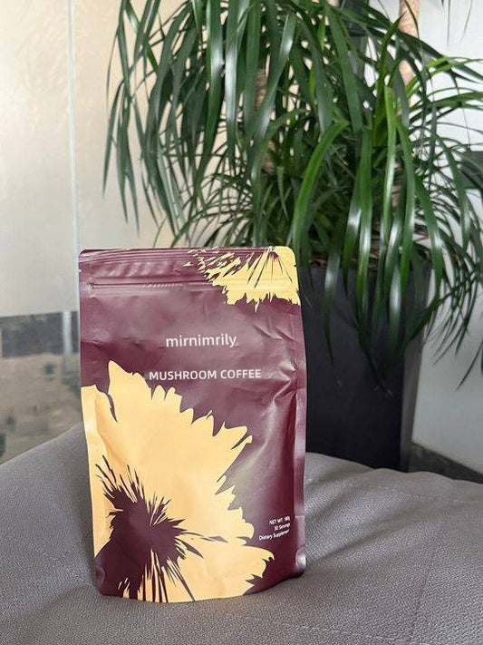 mirnimrily Mushroom Coffee Organic with 6 Adaptogenic Mushrooms and MCT Oil, Grown Instant Coffee for Better Energy, Focus, Digestion, 30 servings