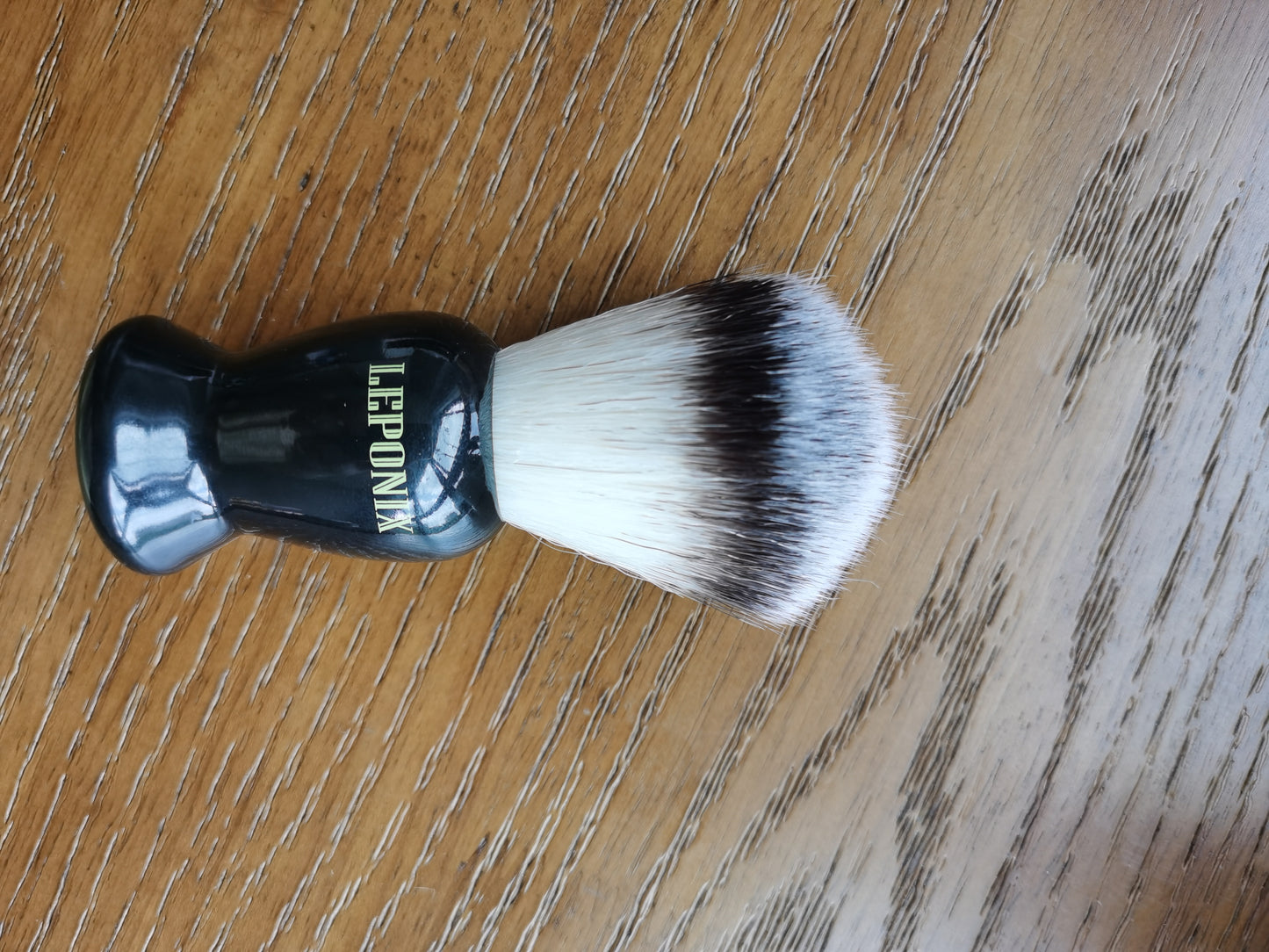 LEPONIX Classic Black Large Silvertip Fiber Shaving Brush - Synthetic Luxury Shave Brush for Men