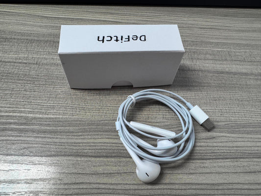 DeFitch USB C Headphones for iPhone 16 15 Pro Max Plus iPad Pro USB C Earphones with Microphone Volume Control USB C Wired Earbuds