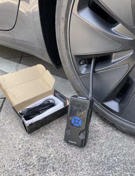 PDOOTD Tire Inflator Portable Air Compressor, Cordless 150 PSI Air Pump with Rechargeable Battery, Tire Pressure Gauge, 12V Car Power Adapter, Smart Air Pump for Car, Motorcycle, Bike, Ball