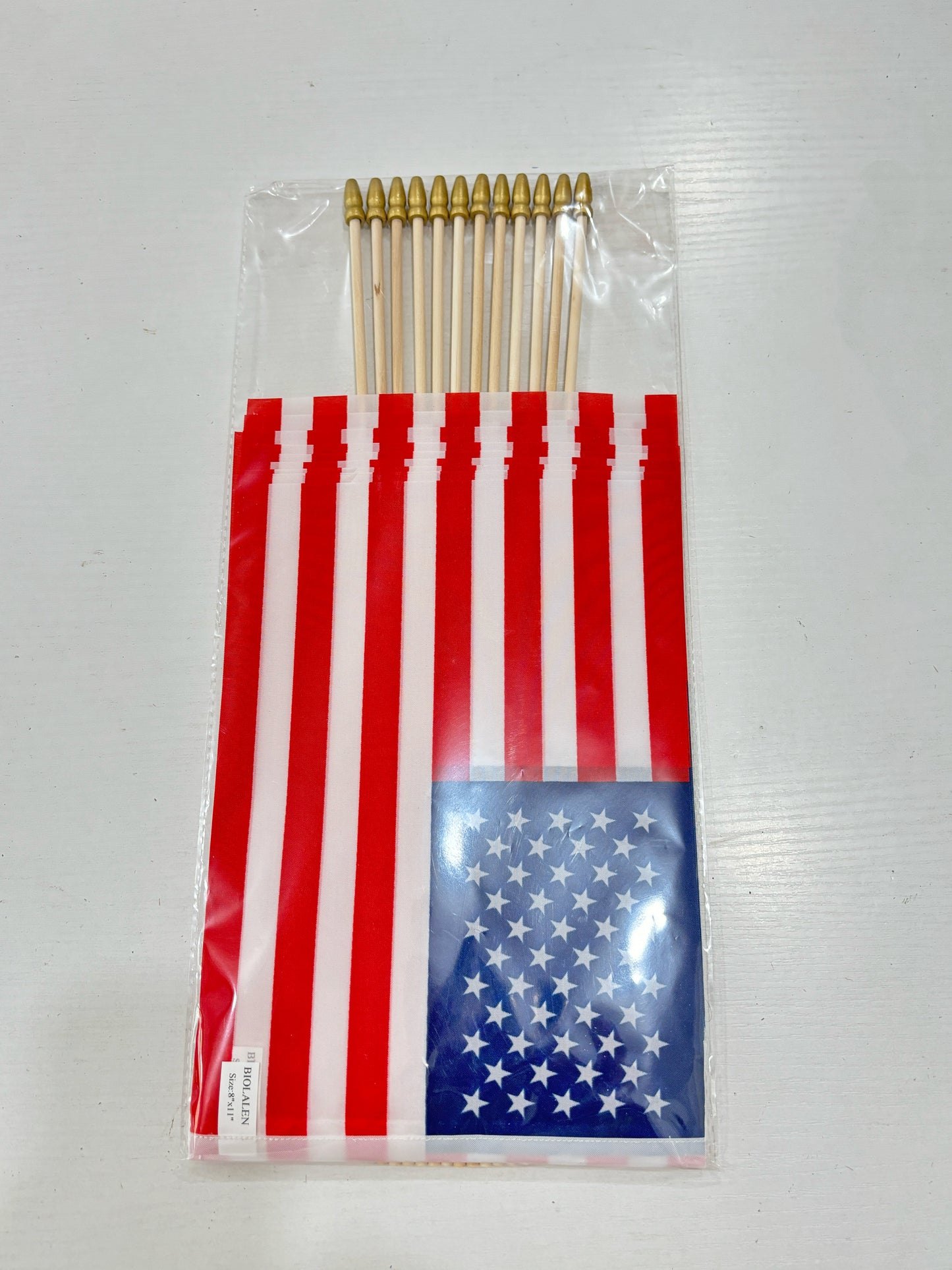 BIOLALEN Set of 12,  American Flags 8x11 Inch  American Stick Flag/American Hand Held Stick Flags Spear Top