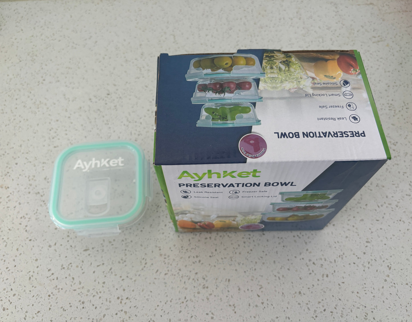 Ayhket Glass Food Storage Containers with Lids Airtight 2 Pack, Glass Storage Containers with Lids for Food, Not Easy Broken & Leak Proof, Glass Containers with Lids for Oven/Dishwasher Safe, Blue